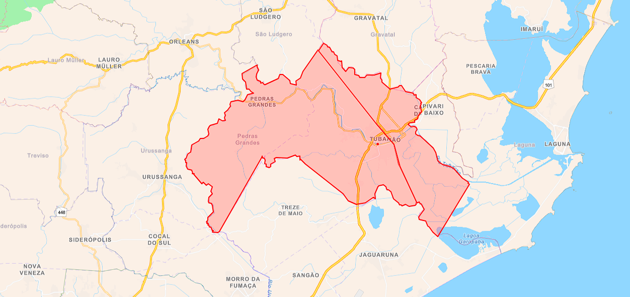 Circunscrição Registro de Imóveis de Tubarão Mapa Onr